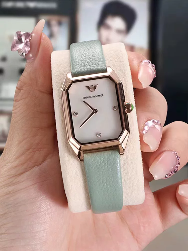 Armani, часы, квадратные маленькие водостойкие кварцевые часы, простой и элегантный дизайн