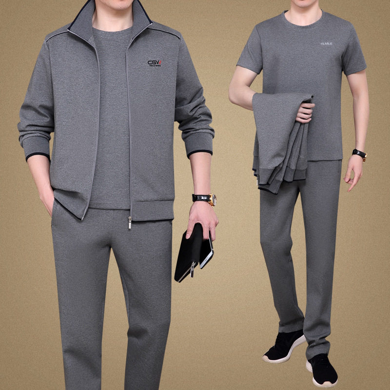 Middle Aged Sports Suit Men's Spring Autumn Season Dad Loaded Men 40 Casual Clothes Sportswear Suit Three Sets