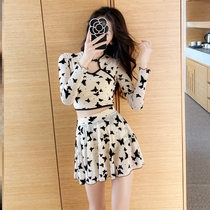 Net Red Wind Bathing Suit Three Sets Womens Slim Cover Split New Bubble Hot Springs Sexy Pure Desire Korean Ins Wind