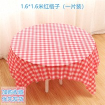 Printed disposable tablecloth thickened red plaid wedding plastic table tablecloth picnic birthday party home round table