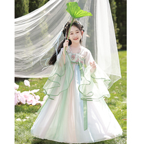 Hanfu Girls Spring and Summer 2024 New Ancient Style Ru Skirt Super Fairy Chinese Style Childrens Ancient Costume Tang Suit Dress