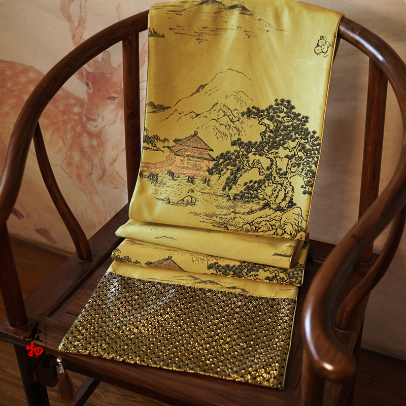 2020 New Champagne Golden New Chinese Table Flag Chinese Meditation Modern Lavish Table Flag Golden Courtyard
