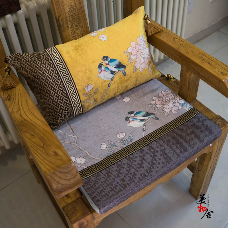 Chair cover custom new Chinese style cotton and hemp teahouse teahouse chair cushion mahogany chair Taishi chair cushion cushion sponge chair cushion