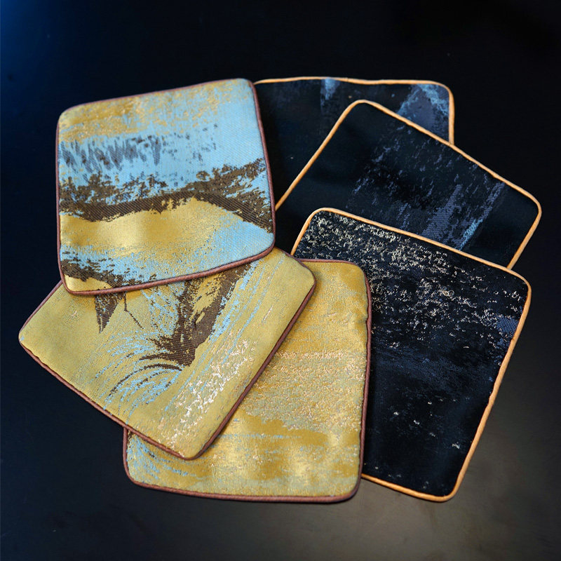 Chinese style cup cushion thermal insulation mat creative embroidery cloth art utiliturg tea cushion retro tea road accessories tea set cushion anti-slip custom