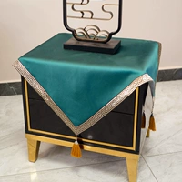 Новая китайская стиль темно -зеленая кубическая таблица прикроватная крышка стола столовая ткань ткань ткань легкая роскошная настройка из чистого цвета пылепроницаемость ткани
