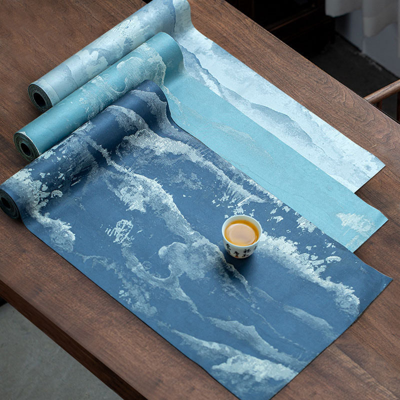 Chinese-style knitted tea mat table cloth retro-style zen-style tea table mat high-end cloth art tea insulation tea table flag