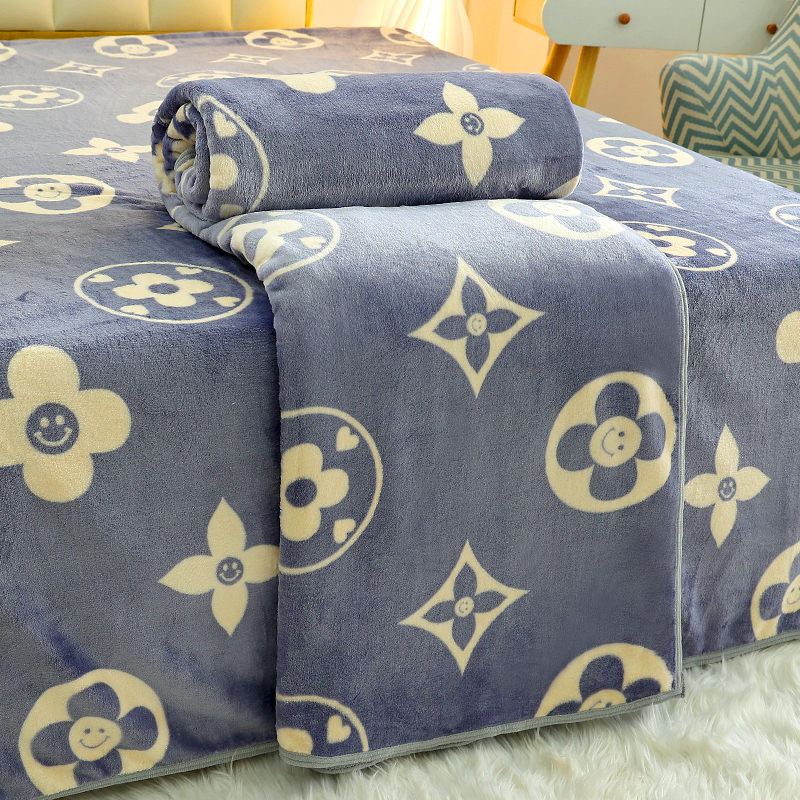 Winter Flannel Bed Sheet Air Conditioning Blanket Nap Blanket Student Dormitory Bed Sheet Single and Double Bed Nap Blanket