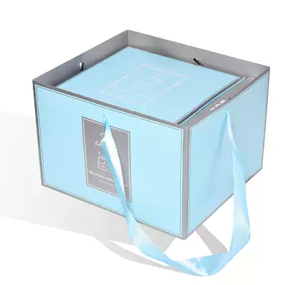 Hand-held 4-piece cake box white cardboard integrated birthday cake packaging box 6 inch 8 inch 10 inch printable logo