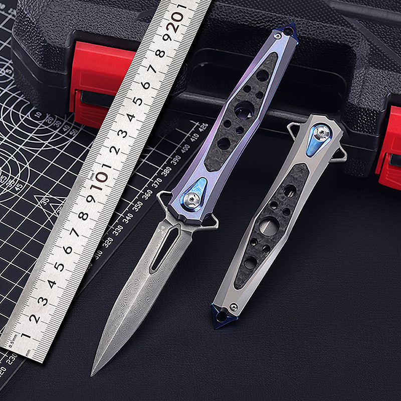 Jungle Blade Forged Damascus Steel Folding Knife Titanium Alloy Pocket Knife Outdoor Fruit Self-Defense Folding Knife Portable Knife Tool Jungle Blade Forged Damascus Steel Folding Knife Titanium Alloy Pocket Knife Outdoor Fruit Self-Defense Folding Knife Portable Knife Tool