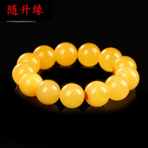 Amber hand string chicken oil yellow beeswax bracelet single circle yellow honey beaded hand string men 25mm10
