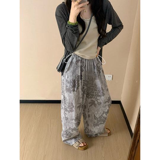 Mutterschaftshosen für Sommerdünnstile für Weitbeinhosen für Sommerkleidung 2025 Neue Kordelstringhosen für Frauen lässig Leggings