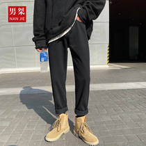 Black jeans straight pants with Martin boots Mens Korean version of the high Street trend brand loose trend casual Dad pants