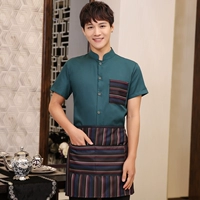 Зеленый фартук, шапка, короткий рукав