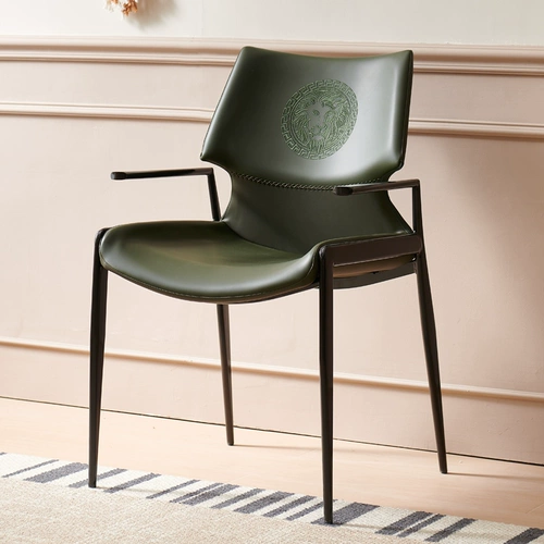 Итальянский легкий роскошный обеденный стул, домашний табурет с железной спинкой, кожаное кресло, стул для переговоров в отеле, стул для столовой