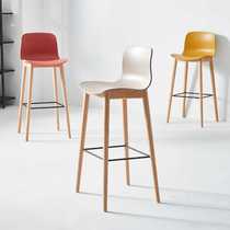 Nordic style household solid wood leg back bar chair modern simple high stool bar chair creative front stool high chair