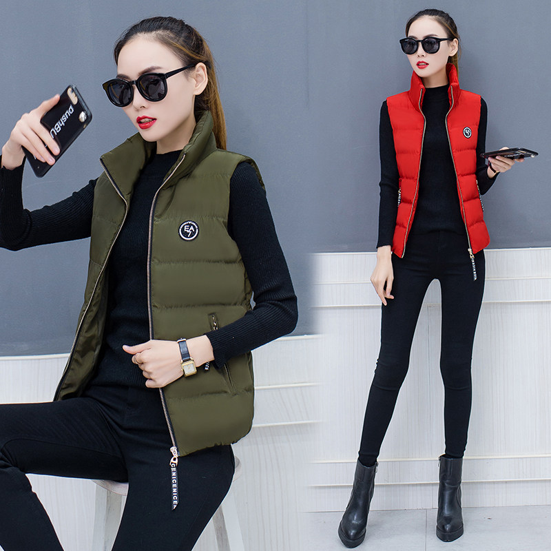 短款马甲女士2019新款秋冬季韩版羽绒棉服大码背心加厚马夹外套潮