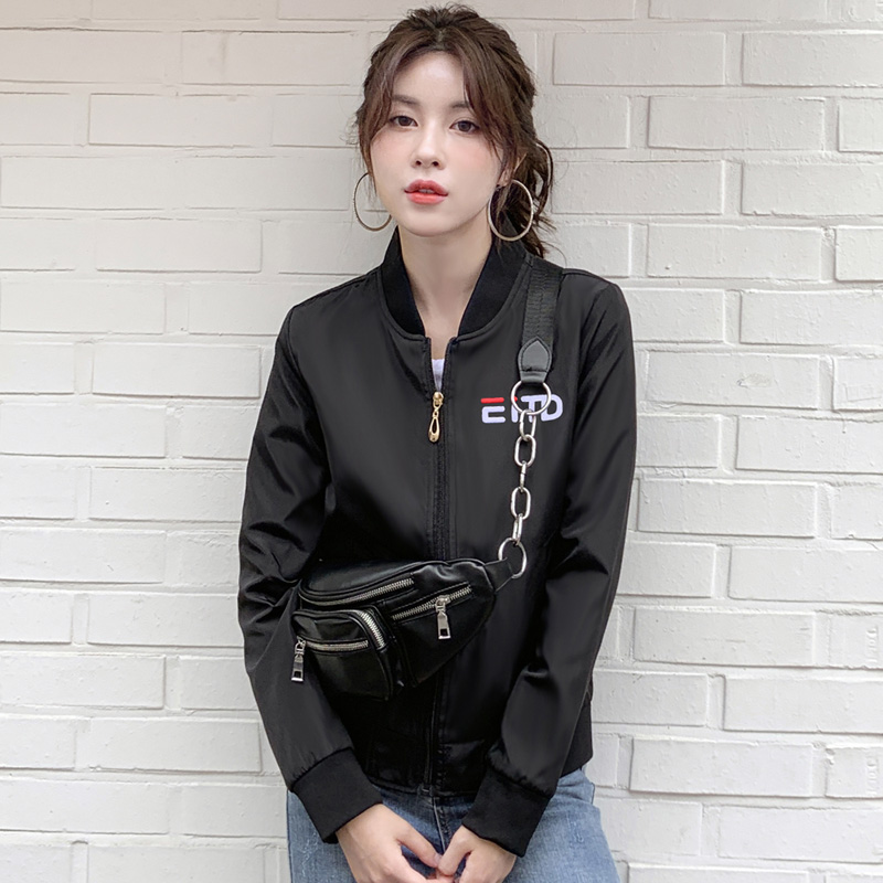 时尚潮流短款小外套女宽松显瘦上衣2019秋季秋装新款夹克棒球服潮