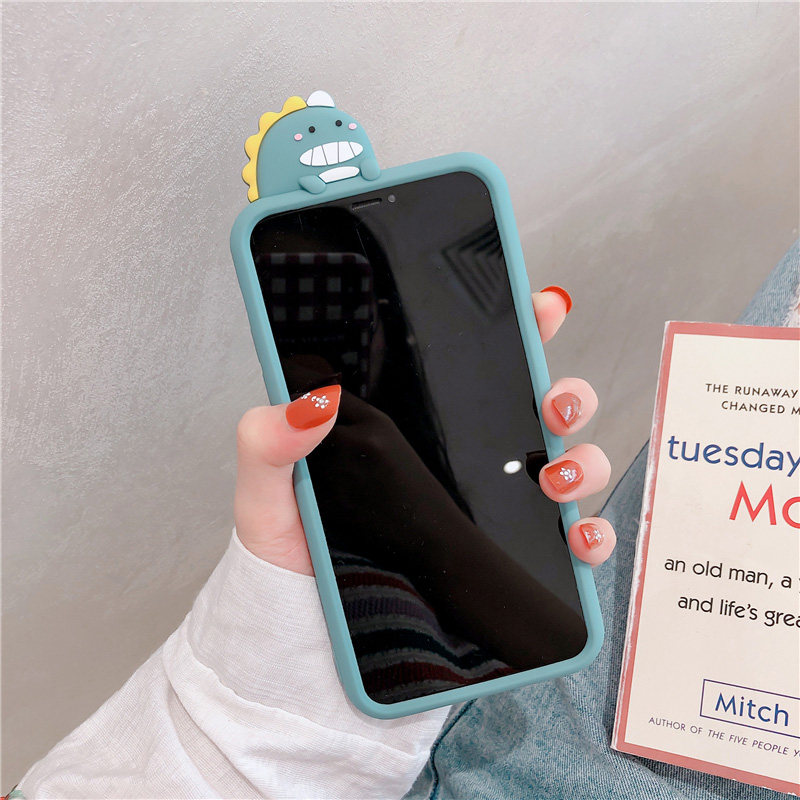 Dinosaur iphoneX Apple 11 mobile phone protective case 8plus with bracket XR couple silicone XsMax female models iphone11ProMax net red cartoon 1