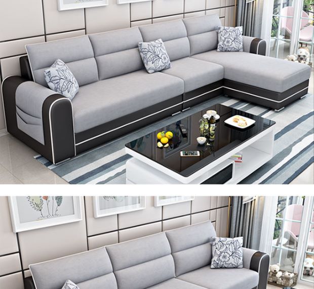 Đông mua sofa vải căn hộ nhỏ góc nhà ba người kết hợp phòng khách khép kín đơn giản hiện đại nội thất sofa - Nội thất văn phòng tủ để tài liệu