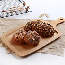  Wooden tray Pizza bread board Pastry Western food plate Solid wood household steak plate Japanese flat plate Rectangular wooden plate