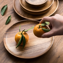  South American walnut plate Japanese solid wood plate Round wooden fruit plate Household snack plate Wooden refreshment plate