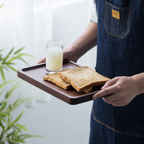  Black walnut Japanese solid wood tray Wooden tray Fruit plate Household rectangular dinner plate Teacup tray