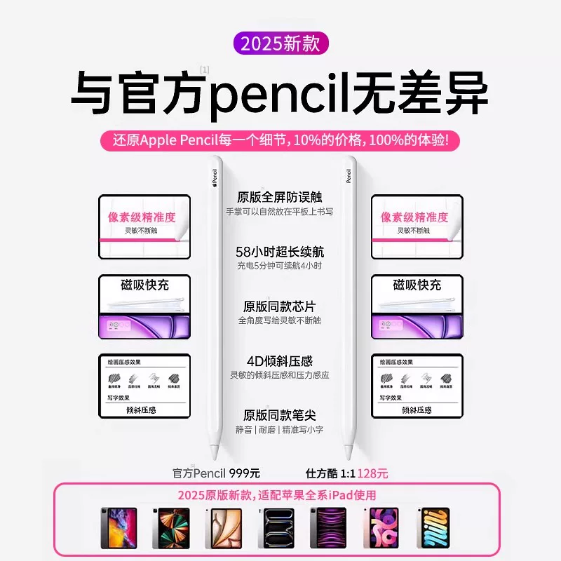 [Официальный оригинал] Apple applepencil второго поколения Air7/6 стилус ipad11 ёмкостной Pro первого поколения