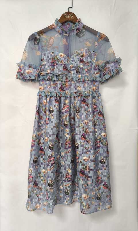 I Love Lulu Lulu's Gorgeous Heavy-Duty Vintage Jacquard Mesh Patchwork Mid-Length Dress for Women