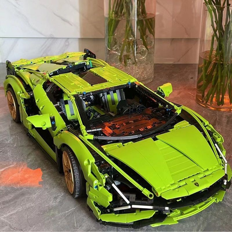 Lamborghini Sports Car Remote Control Car Model High-Difficulty Building Block Assembly Toy Boy Gift Mechanical