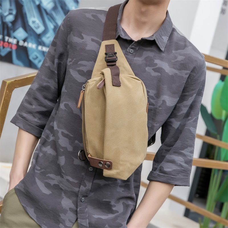 Shoulder Bag Men's ins tide small bag Tide brand shoulder bag canvas leisure sports backpack Japanese chest Bag Men's bag