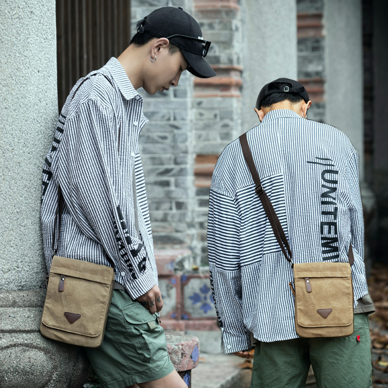 Satchel Men Canvas Lightweight Casual Cross Summer Men's Bag Shoulder Bag Mobile Phone shoulder bag Tide Small Bag