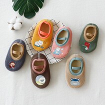 Longson Du autumn and winter baby floor socks plus velvet thick warm children non-slip cartoon toddler socks indoor anti-falling