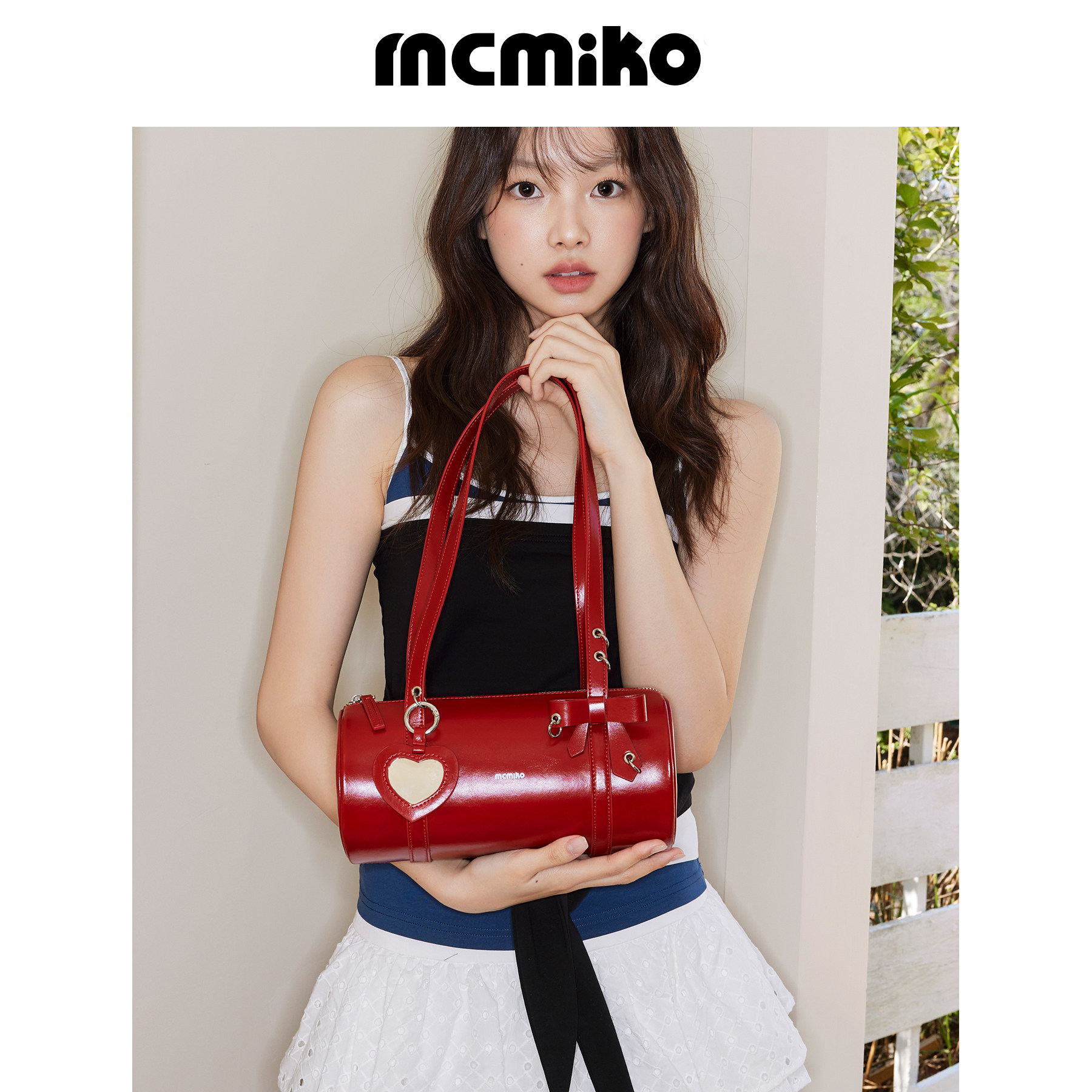 Mcmiko [Ballet Flat Knot] Оригинальная женская сумка 2025 года выпуска, кожаная сумка для подмышек, цилиндрическая сумка через плечо Изображение 1