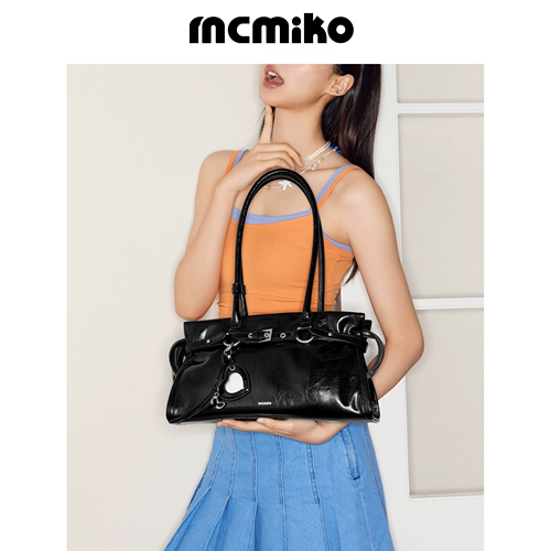 Mcmiko [Ballet Daughter] оригинальная сумка для подмышек, весна и лето 2025, нишевая черная сумка-багет из воловьей кожи
