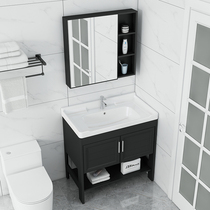 Floor-to-ceiling washbasin cabinet combination space aluminum bathroom washbasin cabinet small apartment bathroom cabinet washbasin simple