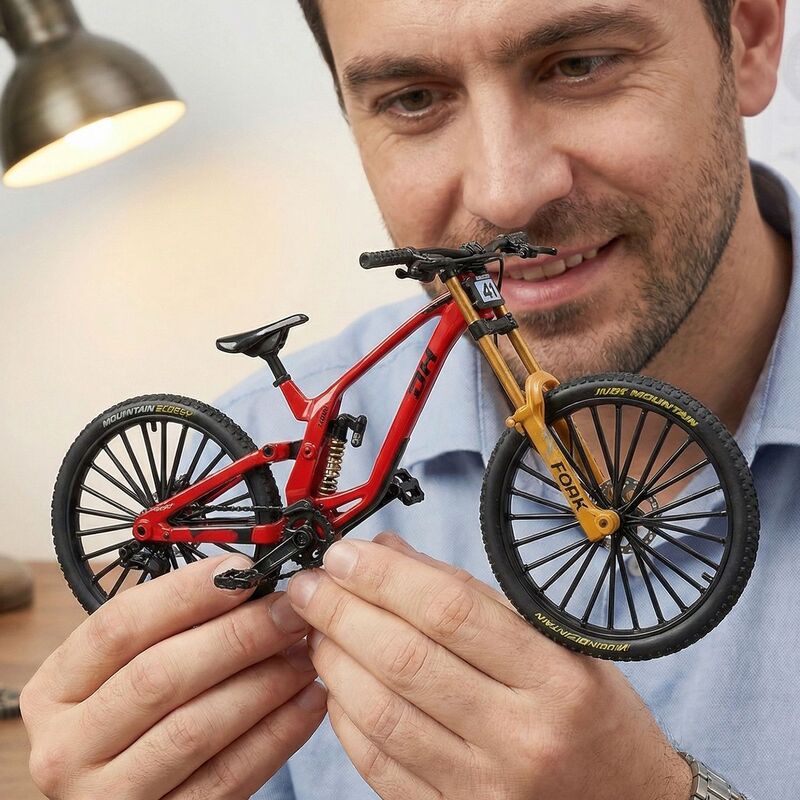 Upgraded Dh Dual Suspension Soft-Tail Mountain Bike Model Simulation Alloy Bicycle Ornament Road and Off-Road Bike Model for Men