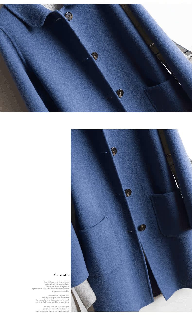 Áo khoác cashmere cao cấp hai mặt mới dành cho nữ Phần giữa phiên bản Hàn Quốc của áo len tự trồng tất cả len cỡ lớn chống mùa áo jacket nữ