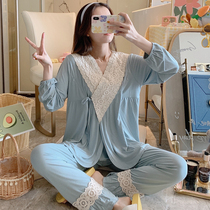 Summer modal moon clothes 6 months 5 pregnant womens pajamas thin maternal postpartum cotton sweat breathable summer 7