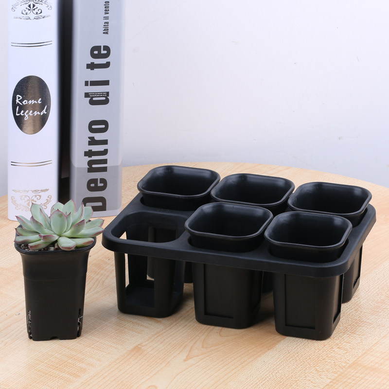 Heart tracking gardening white square meat-shaped basin storage black plastic flower pot combined water and water arrangement frame