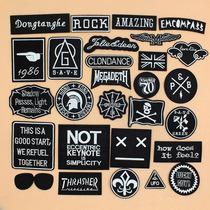 Personality embroidery fashion cloth stickers black and white subsidy patch cloth stickers English decals embroidery clothing accessories