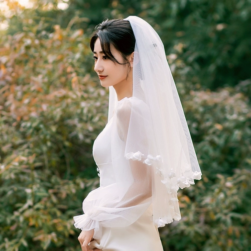 Фата 2024, новый стиль, тиара невесты, основной реквизит для свадебной фотосессии, чтобы получить сертификат, свадебное предложение, белый жемчужный цветок