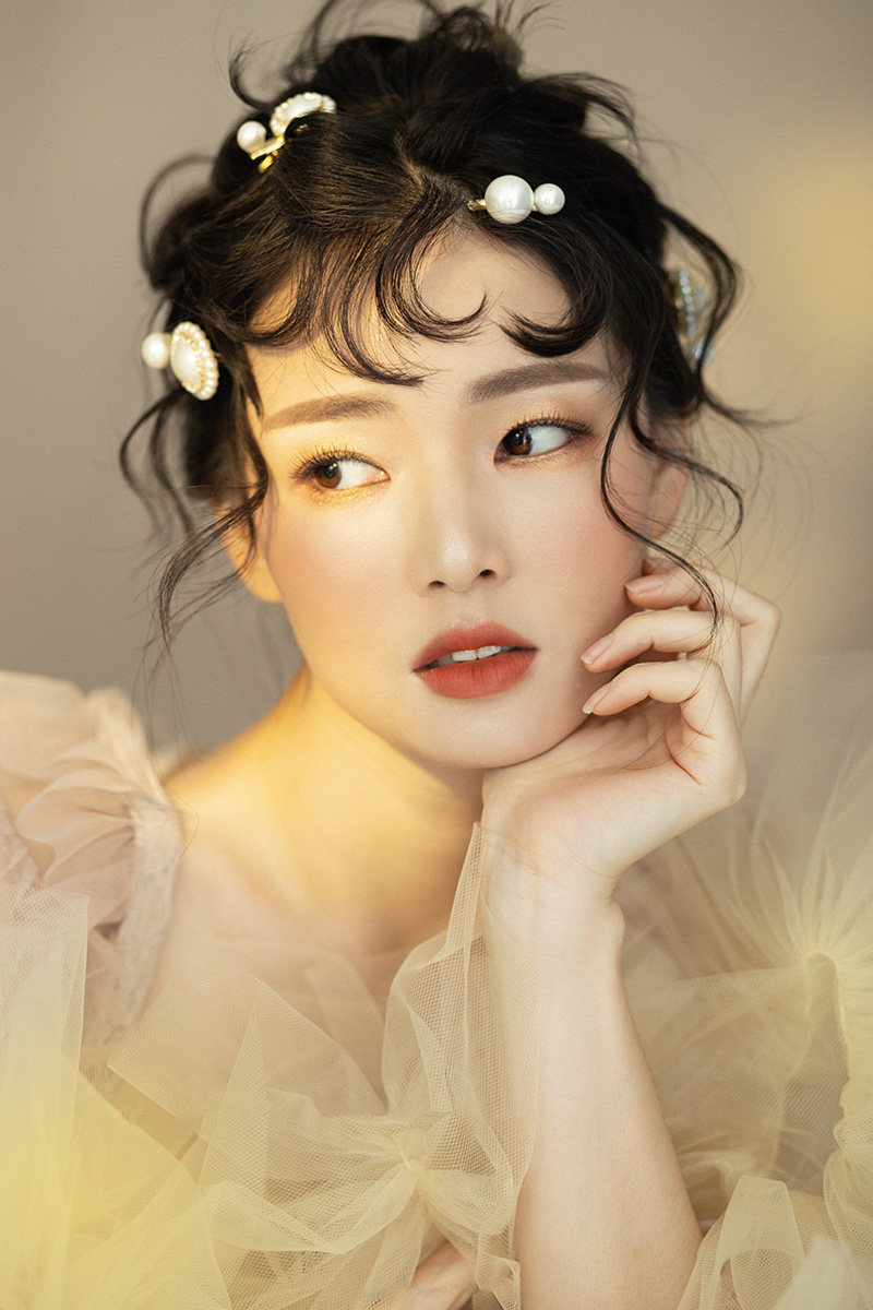 Bridal headdress Japanese and Korean new Mori super fairy head flower pearl hairpin set wedding white gauze styling accessories hair accessories