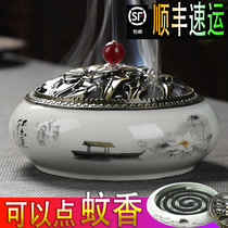 Mosquito fragrance box beautiful high-end cover creative ceramic fire-proof household outdoor pattern Japanese mosquito repellent oven