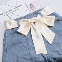 Ribbon belt with denim pants skirt children summer Decoration ribbon solid color super long wide waistband chiffon long silk