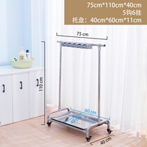 Punch-free adhesive hook mop rack stainless steel floor-standing broom mop rack toilet mobile storage and finishing tool