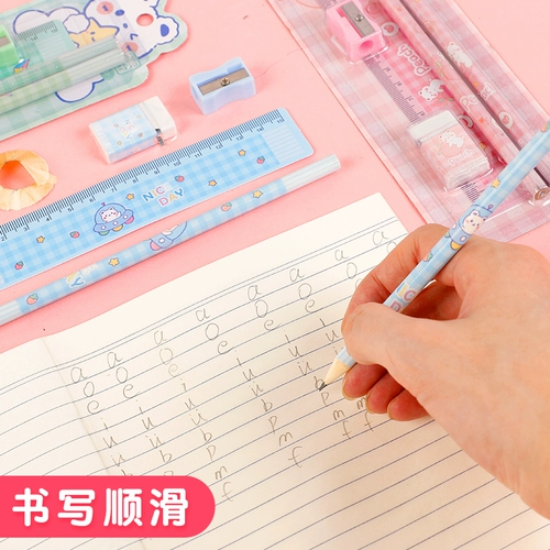 Комплект для школьников, ластик для карандашей, линейка, детские обучающие канцтовары, 5 шт