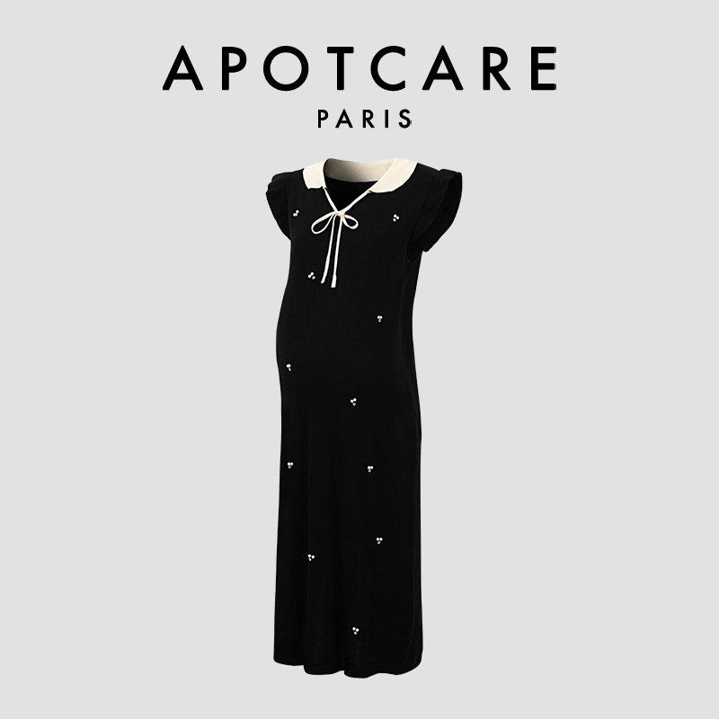 French Apotcare Maternity Wear Summer New Style Flutter Sleeve Beaded Dress, Very Beautiful and High-End Women's Dress French Apotcare Maternity Wear Summer New Style Flutter Sleeve Beaded Dress, Very Beautiful and High-End Women's Dress