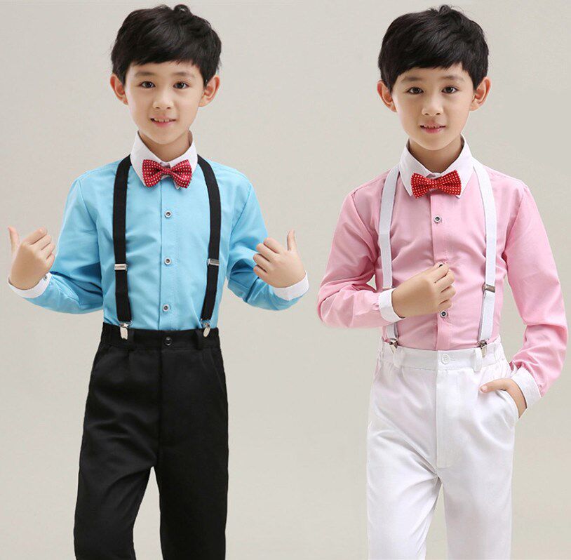 Boy Pink Short Sleeve Shirt Collar Junction 61 Children Cuddling Bag Shorts Suit Flowers Children Wedding Costumes Show Chorus