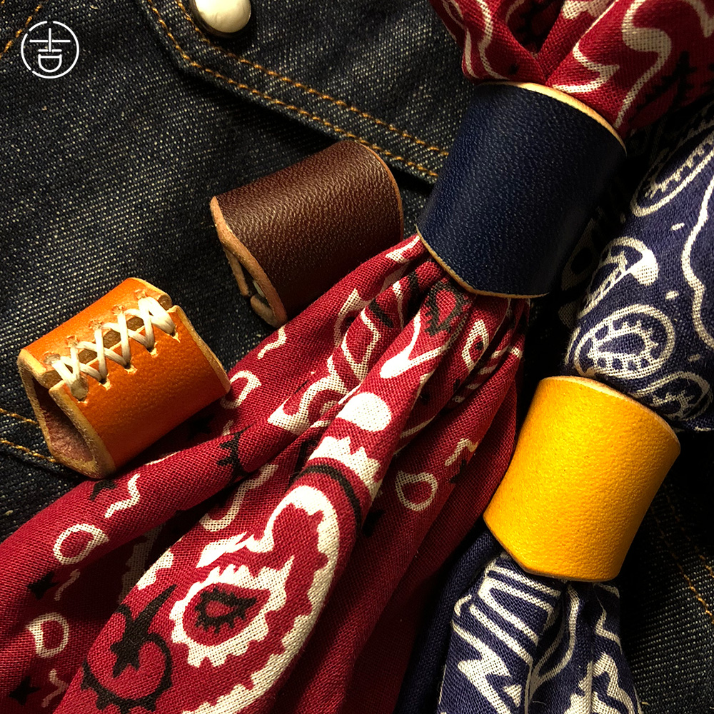 Handmade scarf buckle Italian bridle leather American retro Amy khaki locomotive leather scarf buckle silk scarf buckle