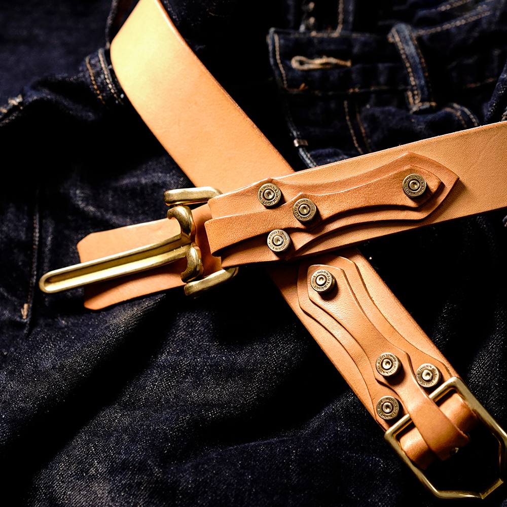 Ji also hand-imported vegetable tanned American retro Littleton cavalry buckle belt belt knight belt top layer leather